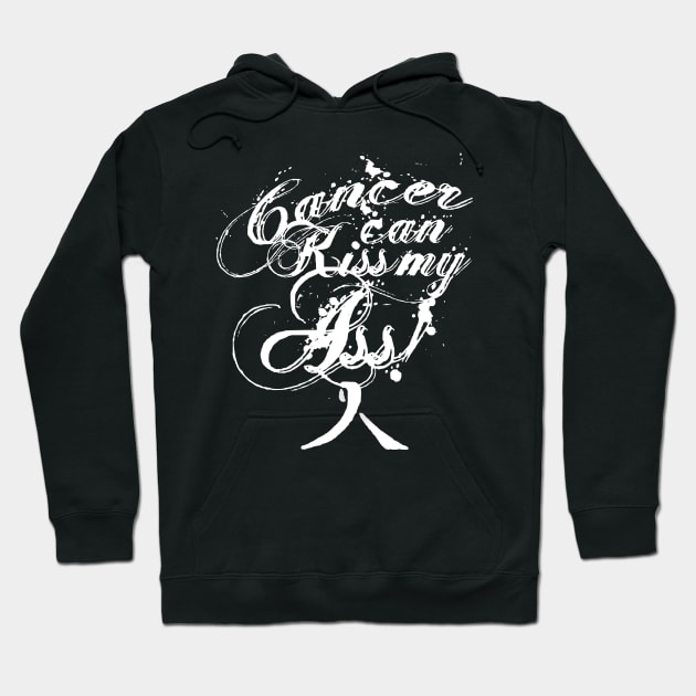 Cancer Can Kiss My Ass! Lung (White Ribbon) Hoodie by Adam Ahl